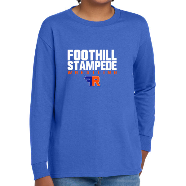 Foothill Wrestling Youth Royal Heavy Cotton 100% Cotton Long Sleeve T Shirt Thumbnail