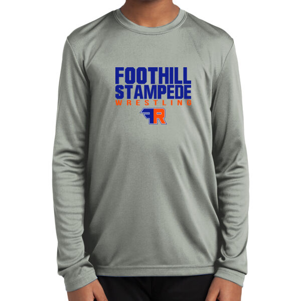 Foothill Wrestling Youth Grey Long Sleeve PosiCharge Competitor Tee Thumbnail