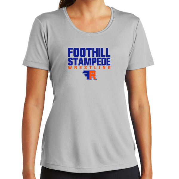 Foothill Wrestling Ladies Grey PosiCharge Competitor Tee Thumbnail