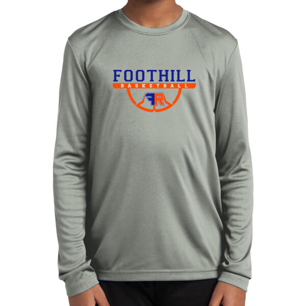 Foothill Ranch Basketball Youth Grey Long Sleeve PosiCharge Competitor Tee Thumbnail