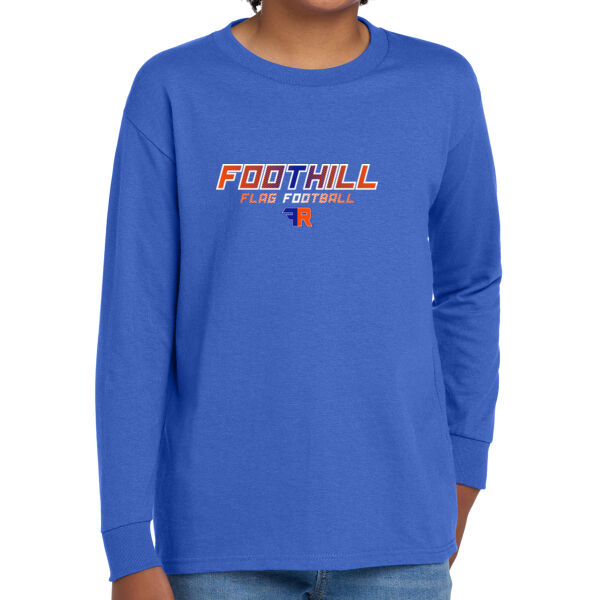 Foothill Flag Football Youth Royal Heavy Cotton 100% Cotton Long Sleeve T Shirt Thumbnail