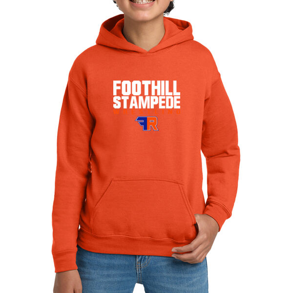 Foothill Wrestling Orange Youth Heavy Blend Hooded Sweatshirt Thumbnail