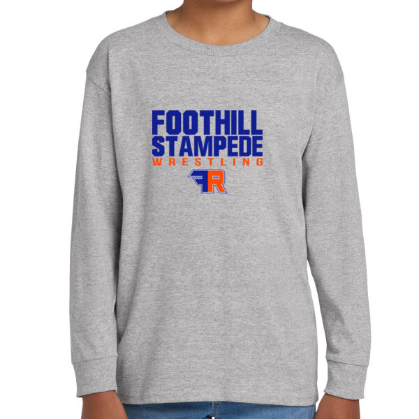 Foothill Wrestling Youth Grey Heavy Cotton 100% Cotton Long Sleeve T Shirt Thumbnail
