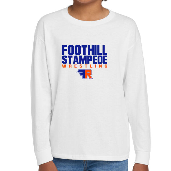 Foothill Wrestling Youth White Heavy Cotton 100% Cotton Long Sleeve T Shirt Thumbnail