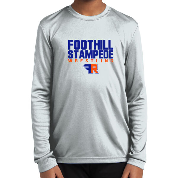 Foothill Wrestling Youth White Long Sleeve PosiCharge Competitor Tee Thumbnail