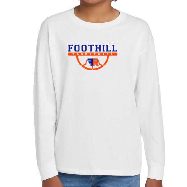 Foothill Ranch Basketball Youth White Heavy Cotton 100% Cotton Long Sleeve T Shirt  Thumbnail