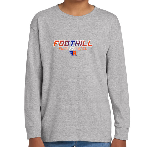 Foothill Flag Football Youth Grey Heavy Cotton 100% Cotton Long Sleeve T Shirt Thumbnail