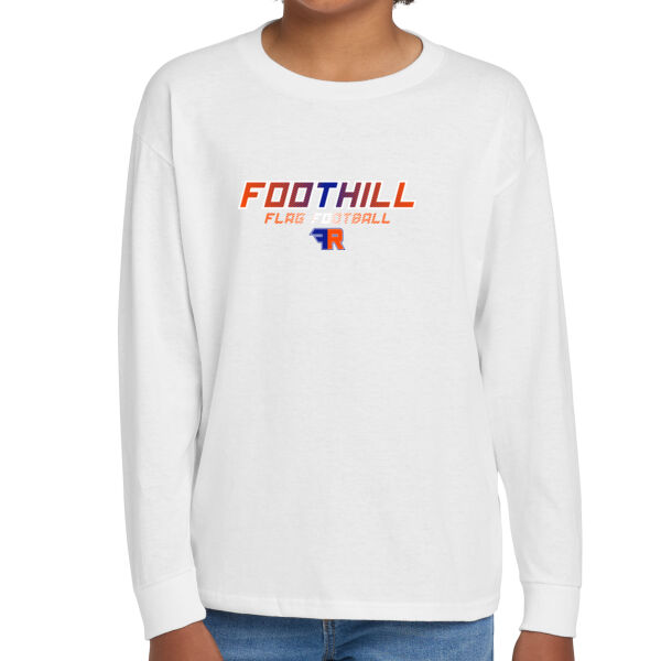 Foothill Flag Football Youth White Heavy Cotton 100% Cotton Long Sleeve T Shirt Thumbnail